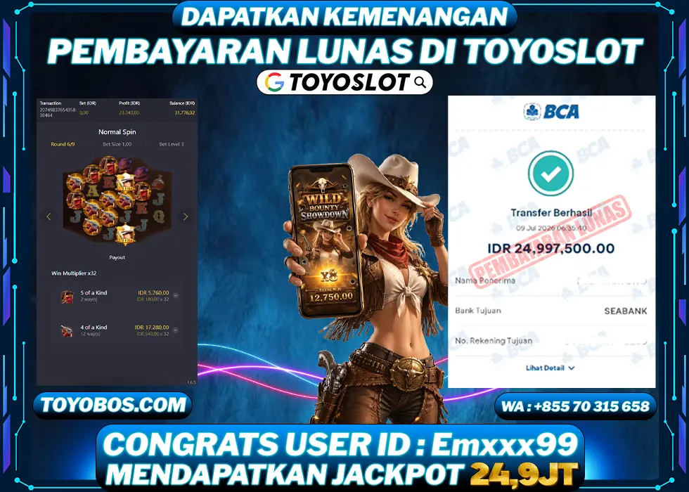 TOYOSLOT - BUKTI KEMENANGAN Wild Bounty Showdown Rp24,900,000,- LUNAS